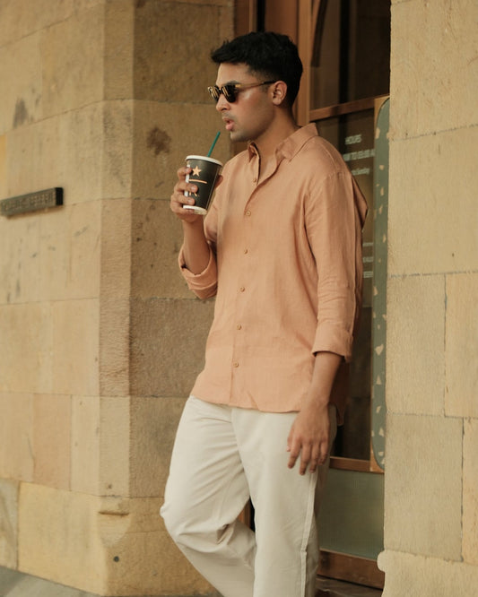RUST 100% LINEN SHIRT