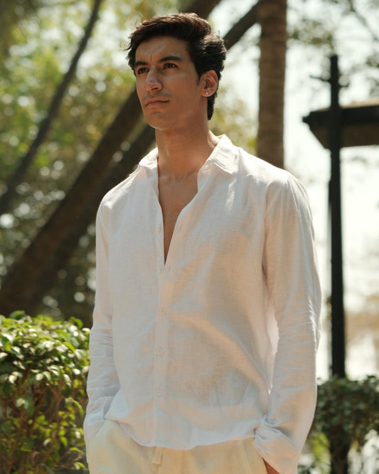 WHITE 100% LINEN SHIRT