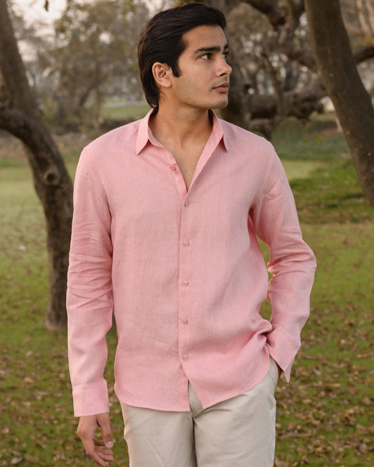 PINK 100% LINEN SHIRT