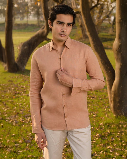 RUST 100% LINEN SHIRT