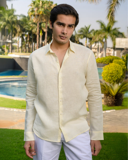 YELLOW 100% LINEN SHIRT