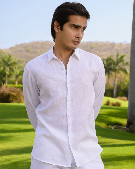 WHITE 100% LINEN SHIRT