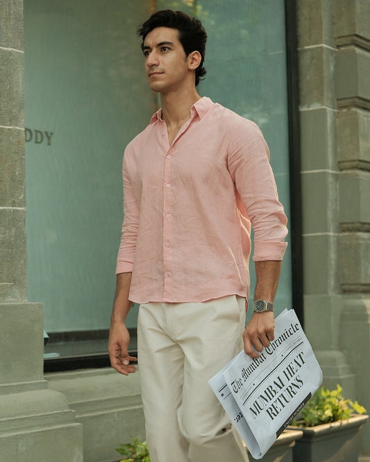PINK 100% LINEN SHIRT
