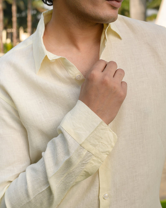 YELLOW 100% LINEN SHIRT