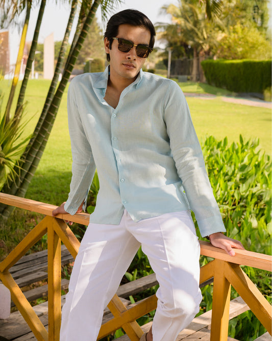 SKY BLUE 100% LINEN SHIRT
