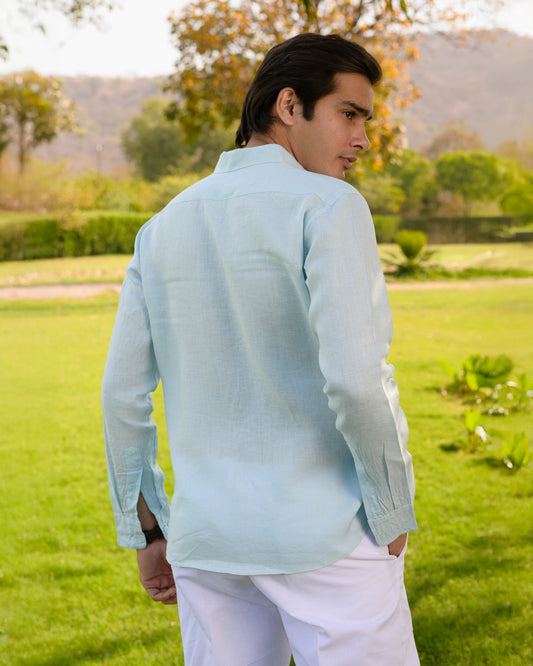 SKY BLUE 100% LINEN SHIRT