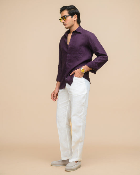 Wine Linen Shirt