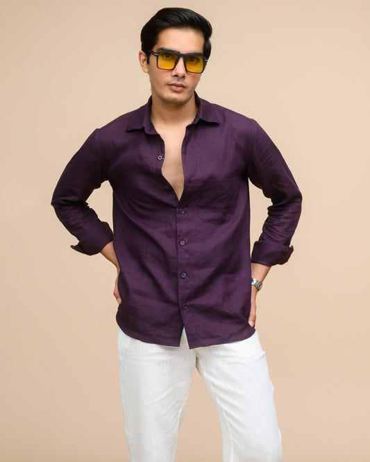 Wine Linen Shirt