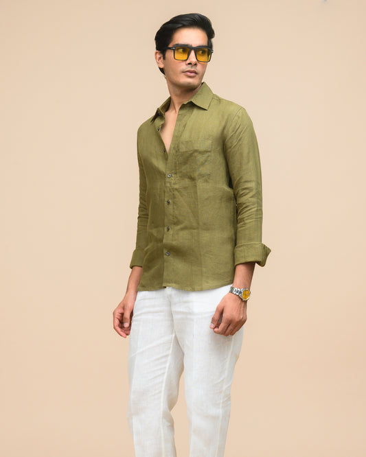 Olive Linen Shirt