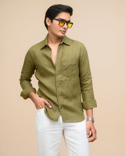 Olive Linen Shirt